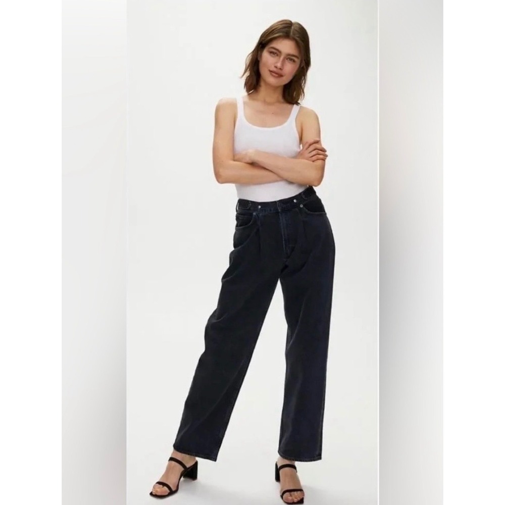 AGOLDE Baggy With Tab Jeans Black Adjustable Snap Waist Size 25